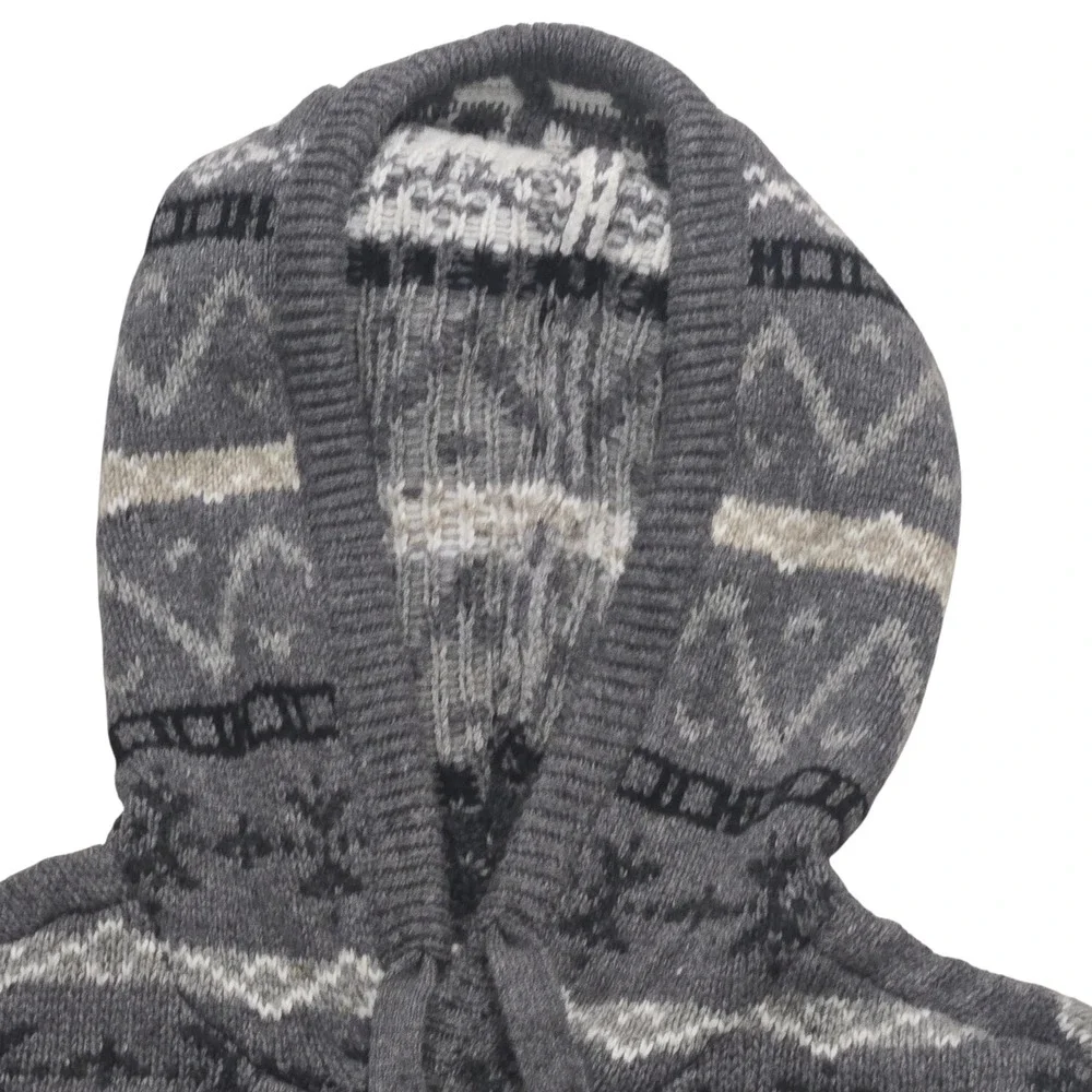 American Eagle Softest Sweater Hoodie Mens XS Gray Nordic Snowflake Fair Isle VG